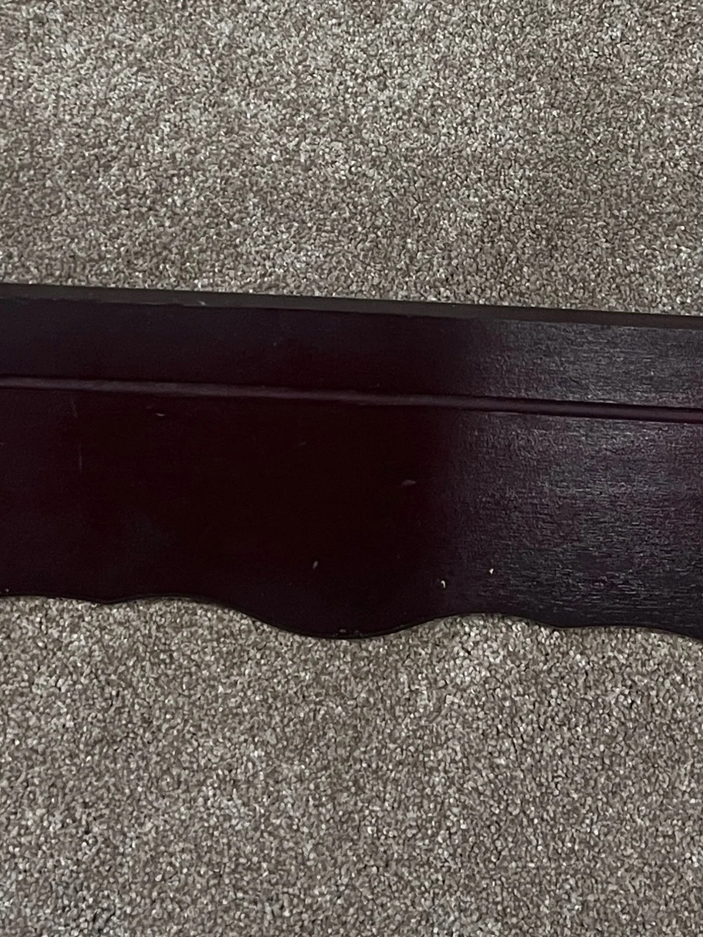 Vintage Wood Wall Shelf 24” Mahogany Burgundy Gold Trim Scalloped Display